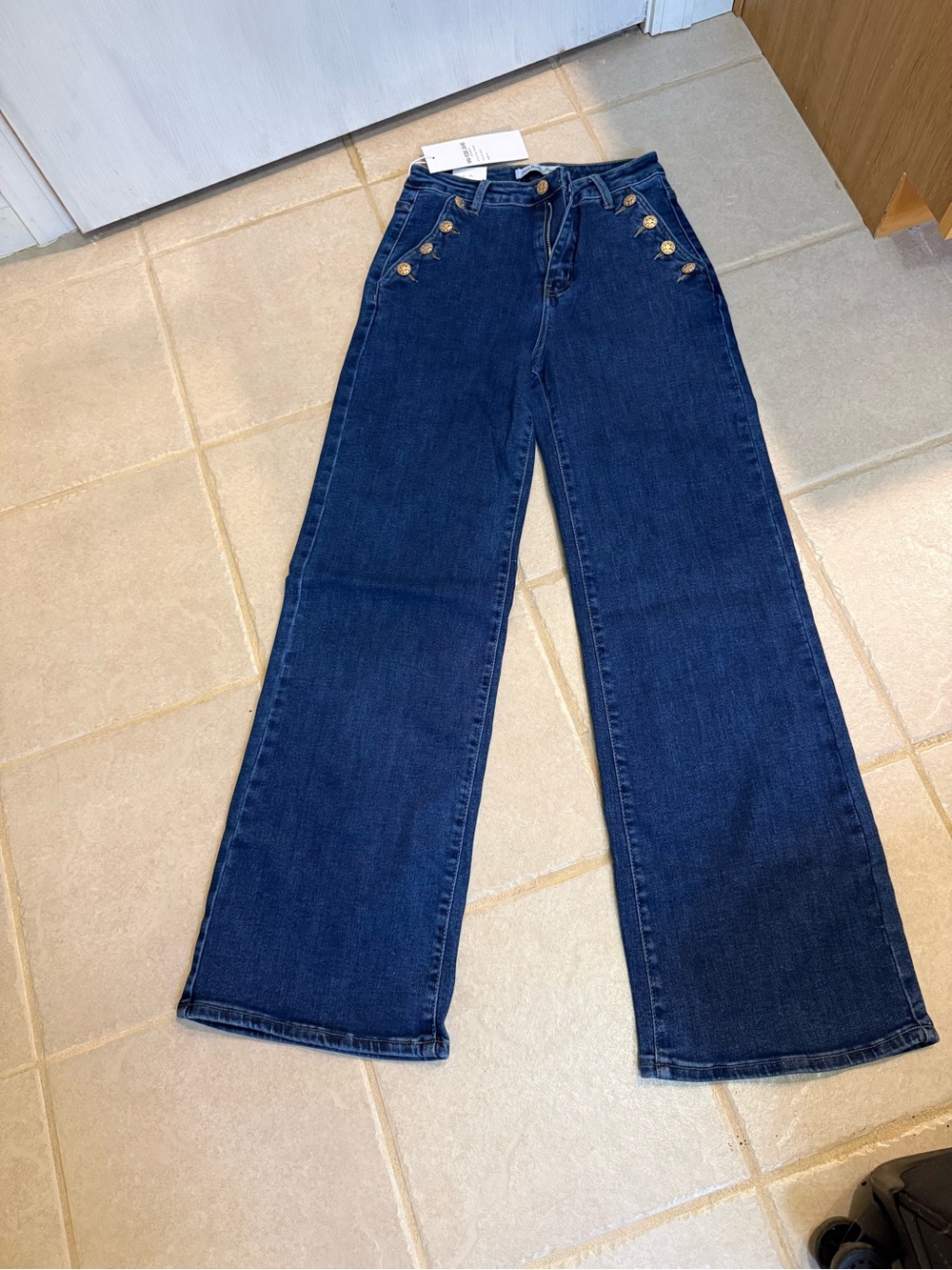 High-Rise Wide Leg Women's Jeans - Dark Blue